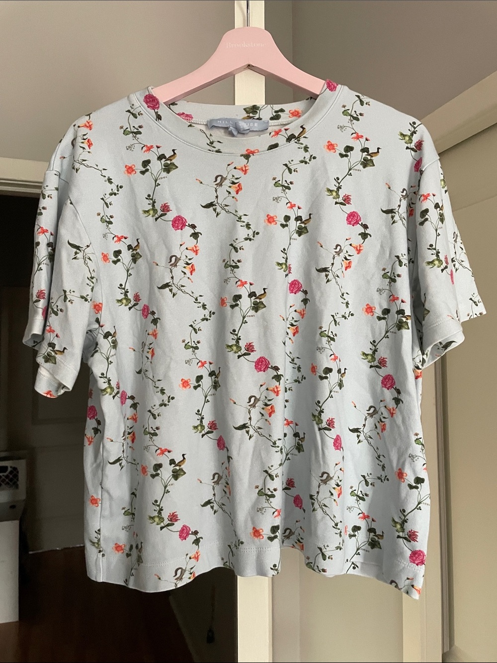 Hill house pajama tshirt with blue pond floral print medium